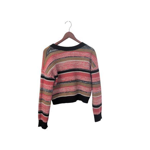 BP. Crop Cardigan Sweater Small Red Black Tan Excellent Condition - Picture 3 of 3